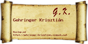 Gehringer Krisztián névjegykártya