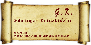 Gehringer Krisztián névjegykártya